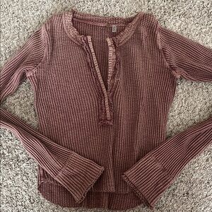 Free People Women's Ribbed Long Sleeve Top - Mauve